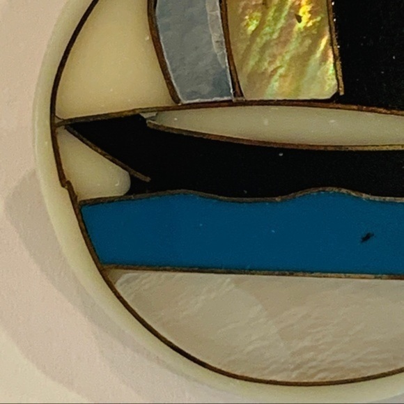 Shell Inlaid boat nautical large round 80s - Picture 6 of 8